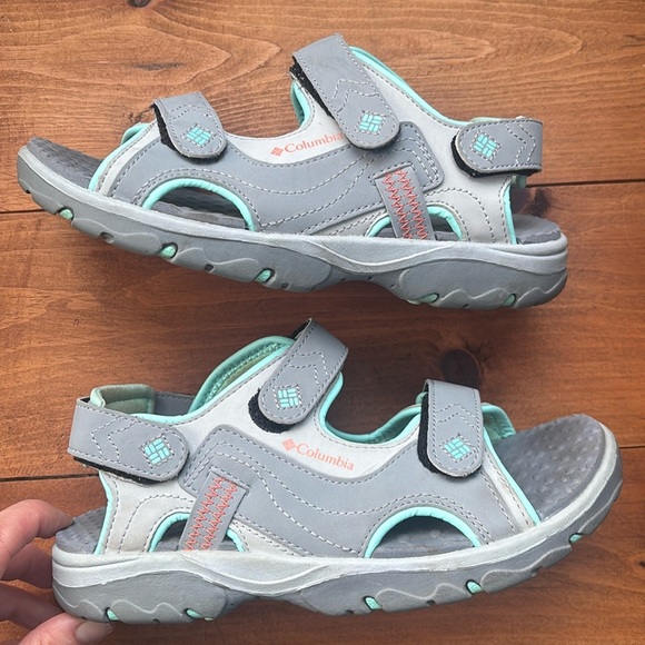 Columbia | Youth Castlerock Supreme Sandle Gray and Mint Velcro Sandals Size 4 - Picture 3 of 9